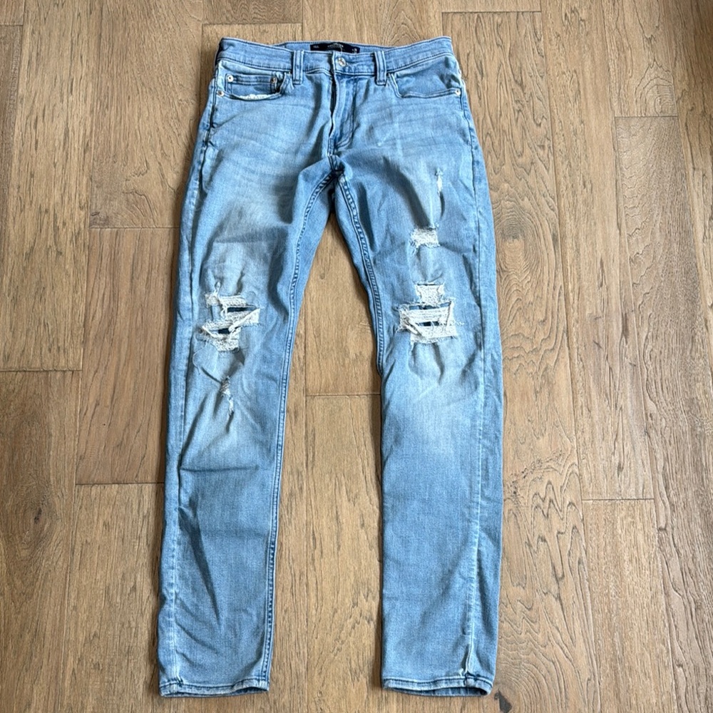 Hollister Blue Skinny Jeans Distressed Size 30x30